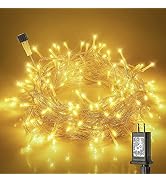 Hopolon 100 LED Christmas Lights Indoor Outdoor,33ft Warm White Twinkle Fairy Light Plug in,8 Mod...