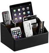 MEIBOOCH PU Leather Desk Organizer, Luxury Remote Control Holder for Home, Office Desk Accessorie...