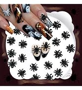 50pcs 3D Black Spider Nail Charms & Gems - Halloween DIY Nail Art Supplies