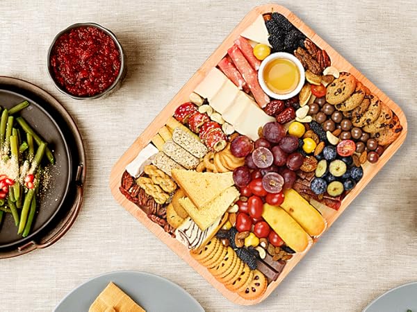 Renmxj Charcuterie Board with Clear Lid, Travel Portable Cheese Board Charcuterie Boxes