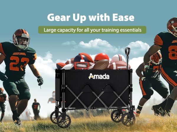 Collapsible Wagon Cart Folding Utility Wagons Carts for Garden Shopping Camping AMOUC05B