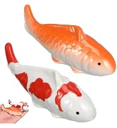 Housoutil Ceramic Floating Koi Fish, 2PCS Ceramic Floating Fake Fish Goldfish Koi Decor Realistic...