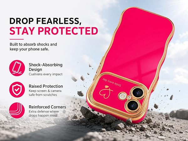 cute chic wave case for iphone 17 luxury plating
