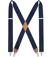 HISDERN Suspenders for Men X-Back 1.4" Adjustable Elastic Suspender Braces Strong 4 Clips for Wor...