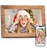 Frameo 10.1" Digital Picture Frame with 32GB Memory WiFi Electronic Photo Frame Wood 1280 x 800 I...