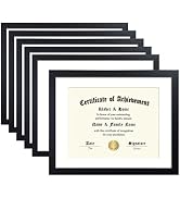 ELSKER&HOME 11x14 Diploma Frame 6 Pack, Diploma Frames 8.5x11 with Mat or 11x14 Document Frame wi...