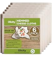 Olicity Cheese Cloths, 6PCS, Grade 100,20x20Inch Hemmed Cheese Cloth Fabric Reusable Fine Mesh Cl...