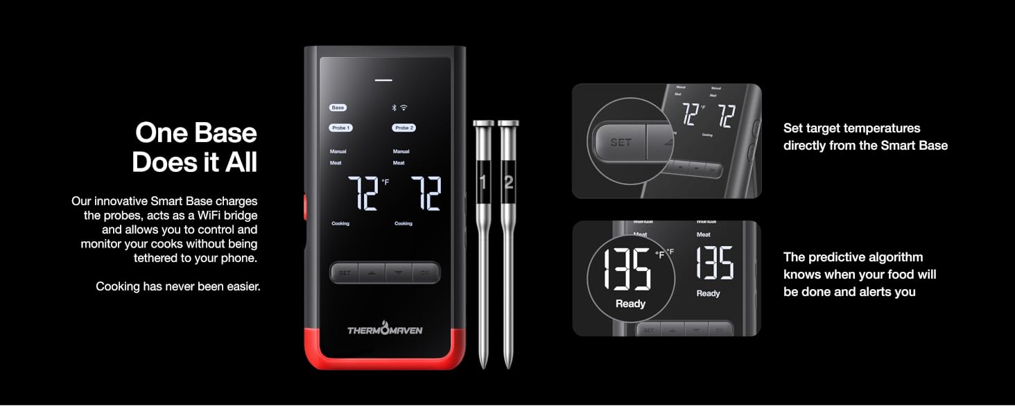Bluetooth Meat Thermometer Smart Display Base