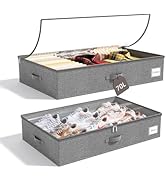KitHero Extra Large Under Bed Storage Containers Set of 2, 70L, Closet Organizers and Storage wit...