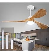 Ceiling Fans with Lights and Remote,52 Inch Unique Wood Ceiling Fan with Noiseless Reversible DC ...