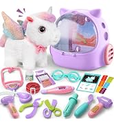 Cleboen Unicorn Toys for Girls Age 4-6, Interactive Walking Unicorn Stuffed Animal with Sound, Un...