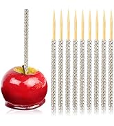 HANSGO Bamboo Sticks, 30 PCS Caramel Apple Sticks Bling Sticks Gold Rhinestone Sticks for Lollipo...