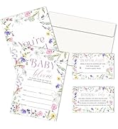 LSJEHTQ Wildflowers Baby Shower Invitations For Girl, Sets of 25 Baby In Bloom Invites With Envel...