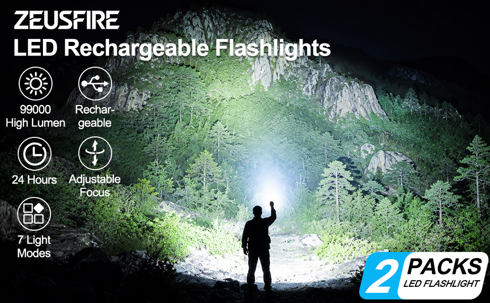 99,000 Lumens Rechargeable Flash Lights