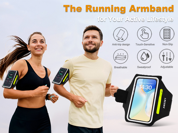Running Armband with Earphone & Key Pockets for 6.7" Phones