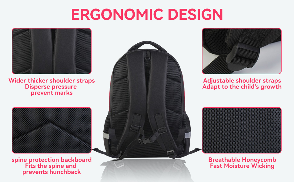 Kids Backpack for School - 17 Inch 3D Reflective Cartoon Bookbag with Dual Zippers