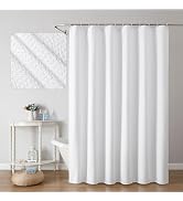 OWENIE White Shower Curtain or Bathroom 72x72 Inch, 3D Embossed Textured Waffle Fabric Shower Cur...