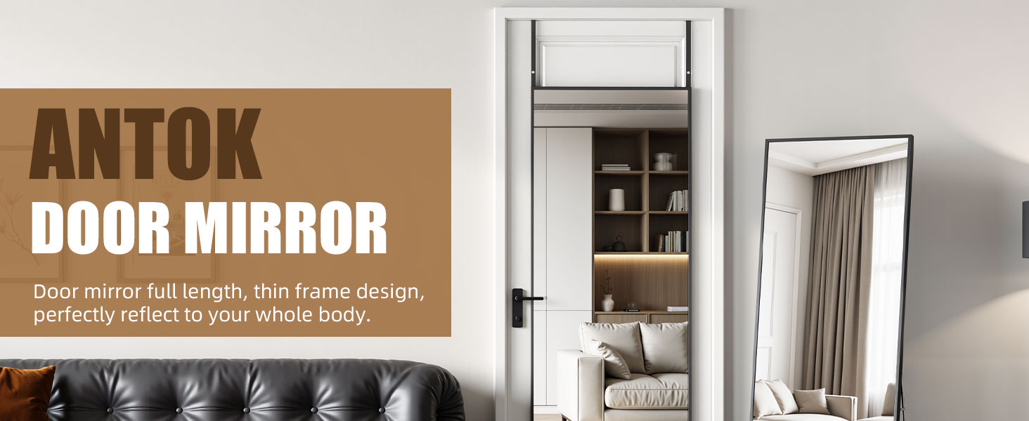 Antok Door Mirror, Full Length Mirror Over The Door, 49'' x 15'' Hanging Mirrors, Wall Mirrors