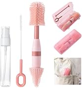Anivona Travel Bottle Brush, 6-in-1 Travel Bottle Cleaner kit with Bottle Brush, Nipple Brush, St...