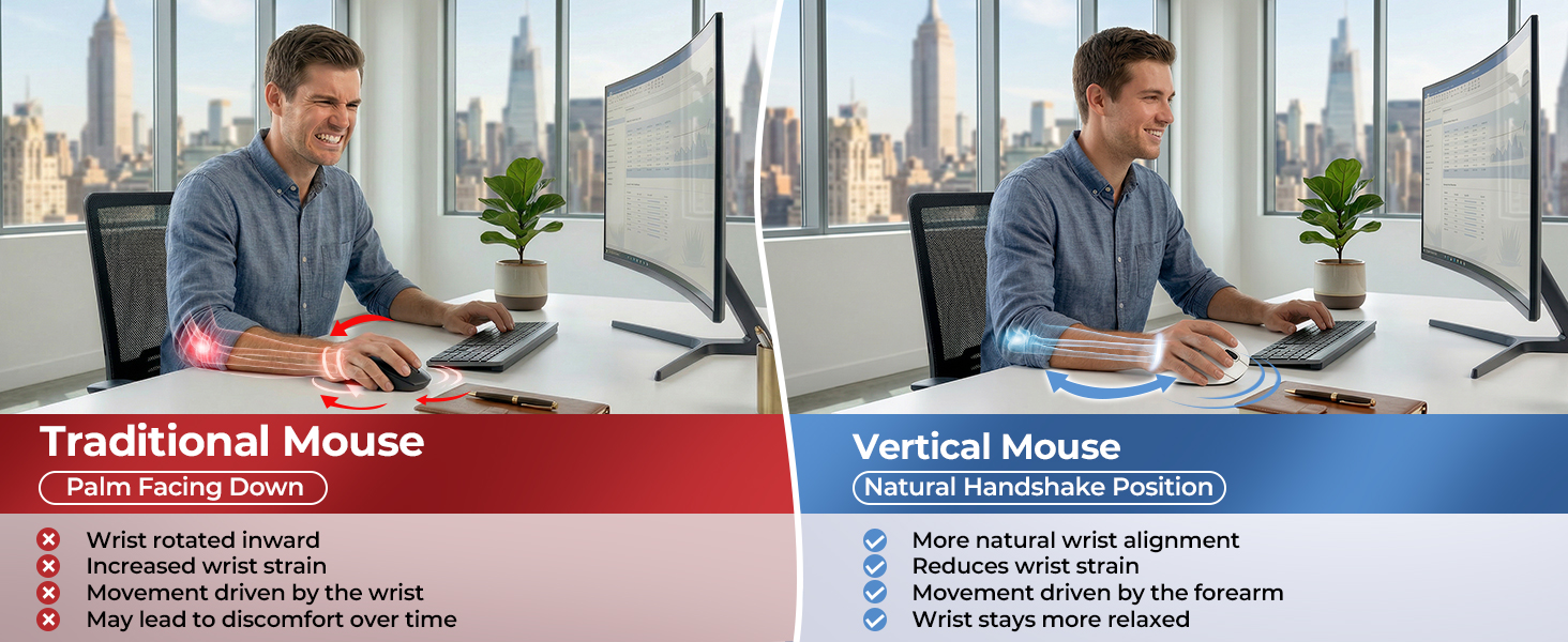 ergonomic mouse for carpal tunnel relief wrist pain support orthopedic mouse for RSI prevention