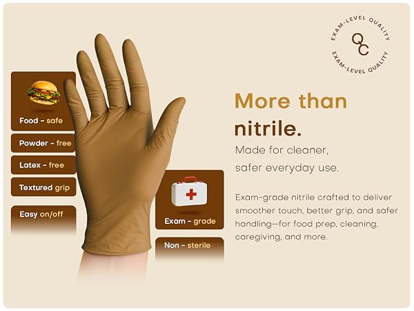 Exam-grade nitrile deliver smoother touch better grip safer handling food prep cleaning caregiving