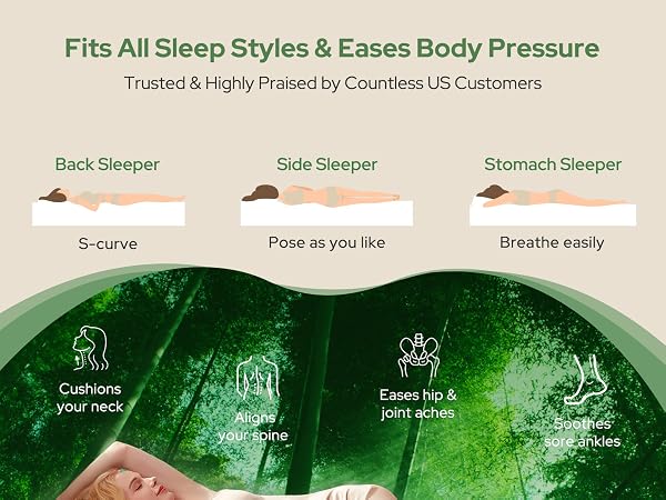 Fits All Sleep Styles & Eases Body Pressure