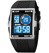 FANMIS Men's Rectangle Dial Sports Wrist Watches with 7 Colors Optional LED Backlight Multifuncti...
