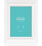 LaVie Home 5x7 Picture Frames (1 Pack, Distressed White) Rustic Photo Frame Set with High Definit...