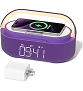 COLSUR 6-in-1 Bluetooth Speaker Alarm Clock with 15W Wireless Charger, FM Radio, Adjustable LED N...