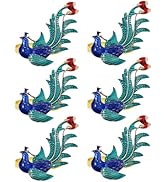 Kichvoe Jeweled Napkin Rings Set of 6 Vintage Metal Crystal Rustic Peacock Napkin Ring Holders fo...