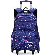 ZHANAO Rolling Backpacks for Boys Girls Trolley School Bags Starry-Sky Print Primary Middle Schoo...