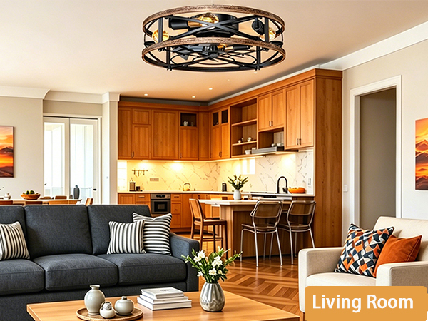 caged ceiling fan with lights