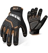 DLY Heavy Duty Work Gloves, Impact Protection Mechanic Gloves, Synthetic Leather Work Gloves, Tou...