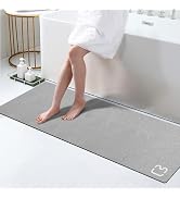 Omulla Bathroom Runner Mat Rug Long Diatomite Stone Bath Mat Large Super Absorbent Diatomaceous E...