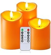 Homemory Halloween Orange Flameless Candles Outdoor, Fall Candles Battery | Outdoor Waterproof Fl...