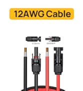 BougeRV 10 Feet 12AWG Solar Extension Cable with Female and Male Connector with Extra Pair of Con...
