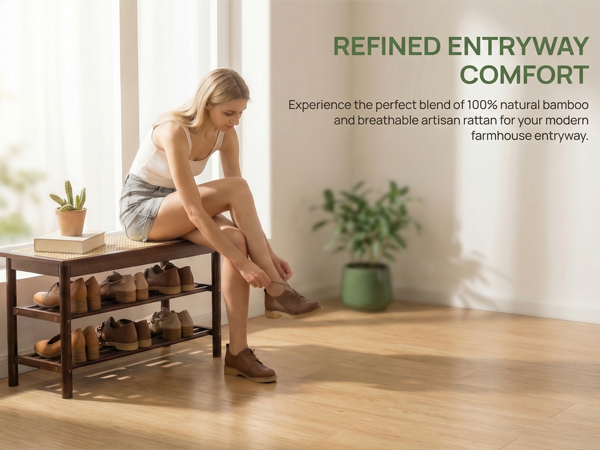 bamboo shoe bench