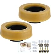Extra Thick Toilet Wax Ring 2 Pack, Toilet Bowl Wax Seal Kit with Closet Bolts, Bolt Caps, PE Fla...