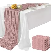 6 Pack Dusty Pink Cheesecloth Table Runner 35"×120" Gauze Fabric Table Runner Rustic Sheer Runner...