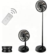 Greheywos Portable Oscillating Pedestal Fan, 8 inch Foldable Standing Fan,7200mAh Rechargeable Ba...