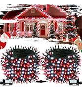 OZS Connectable 2-Pack 164Ft 400LED Christmas String Lights, Red & White | 13 Modes and Timer; IP...