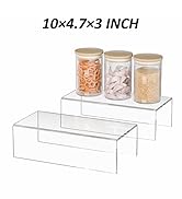 Hexsonhoma Acrylic Shelf Riser 10x4.7x3 pack of 2, Desktop Rectangular Acrylic Tray Pedestal Stan...