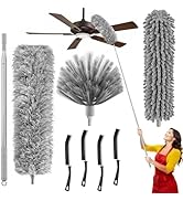 MimAuto 100-inch Duster with Extension Pole, 8-in-1 Cobweb Duster Kit Includes Chenille Head & Re...