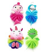 MURRI&MURRDI 4 Pcs Bath Loofah for Kids Bath Sponge, Lovely Animal Body Scrubber Kids Toddler Bod...