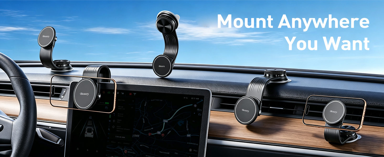 Mount it on dashboard, windshield, control panel and floating touchscreen back