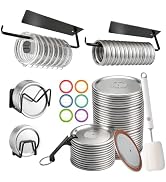 Mason Jar Lids 40 Pack Wide & Regular Mouth, Lid Organizer Rack, Kitchen Cabinet Cup & Pot Lid Ho...