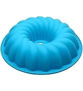 Alimat PluS Silicone Cake Pan 6 Cup - Nonstick Round Fluted Cake Mold 9.8 Inch - Tube Cake Pan Si...