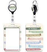 Inspirational Quote Preppy School Teachers Retractable Badge Reel with ID Holder Cute Reel Clip &...