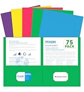 Two Pocket Folders, PANDRI 75 Pack 2 Pocket Folders, Letter Size Paper File Folder for School Off...