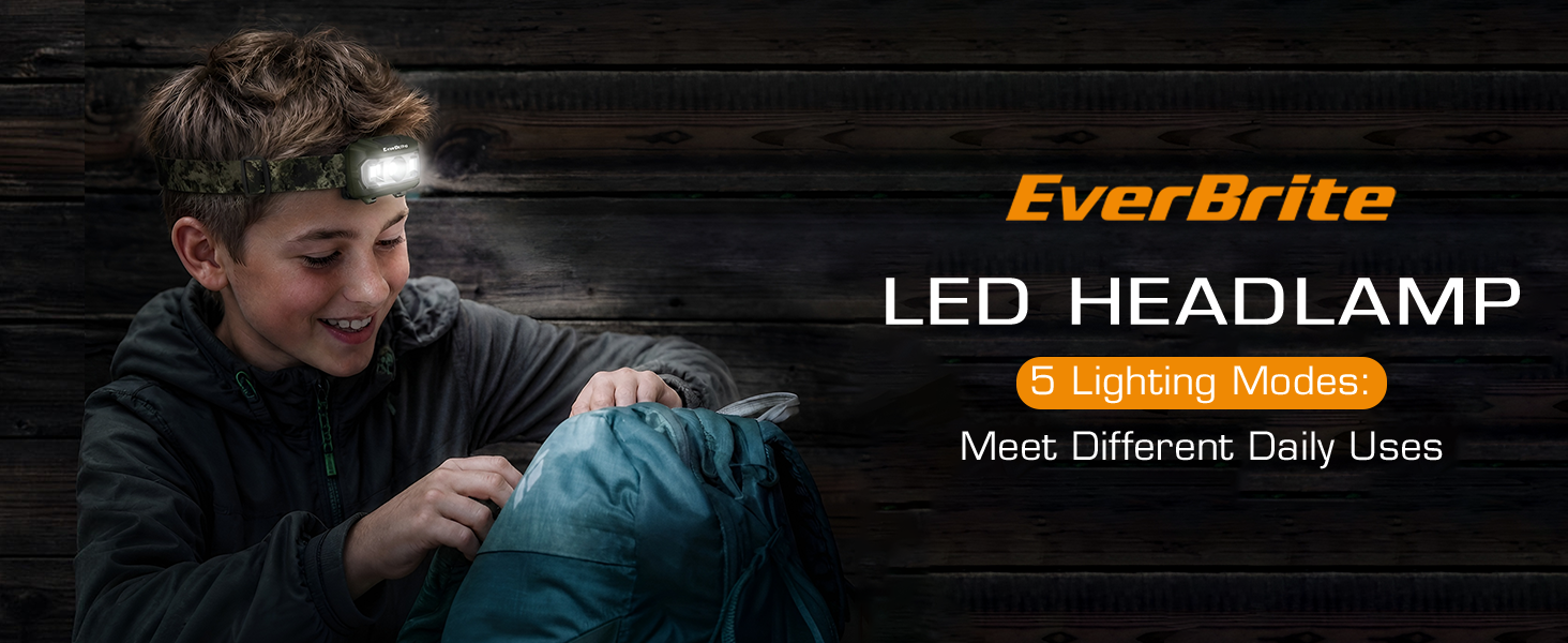 EverBrite 300 Lumens LED Headlamp has 5 lighting modes